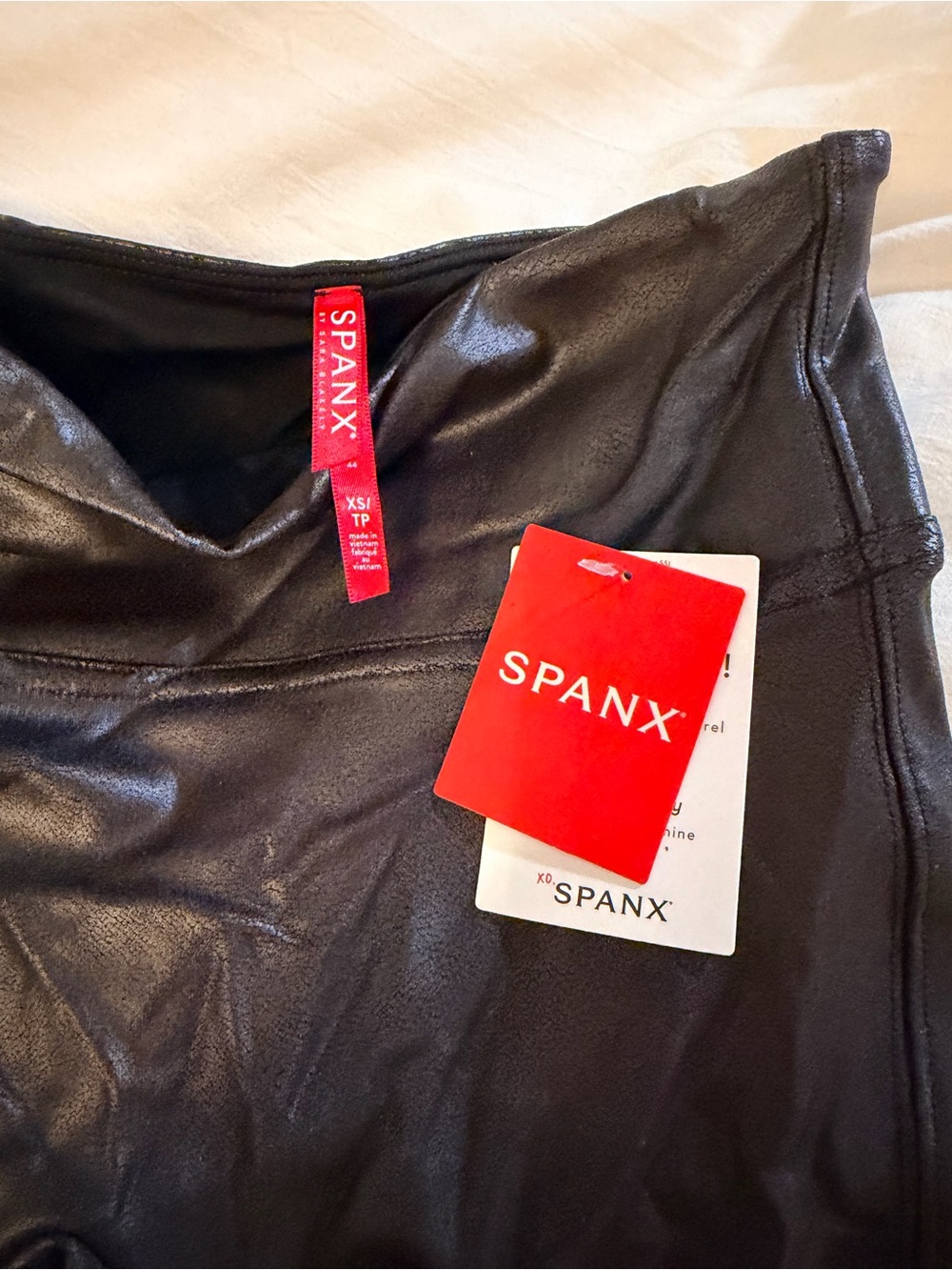 SPANX Black Faux Leather Leggings- XS